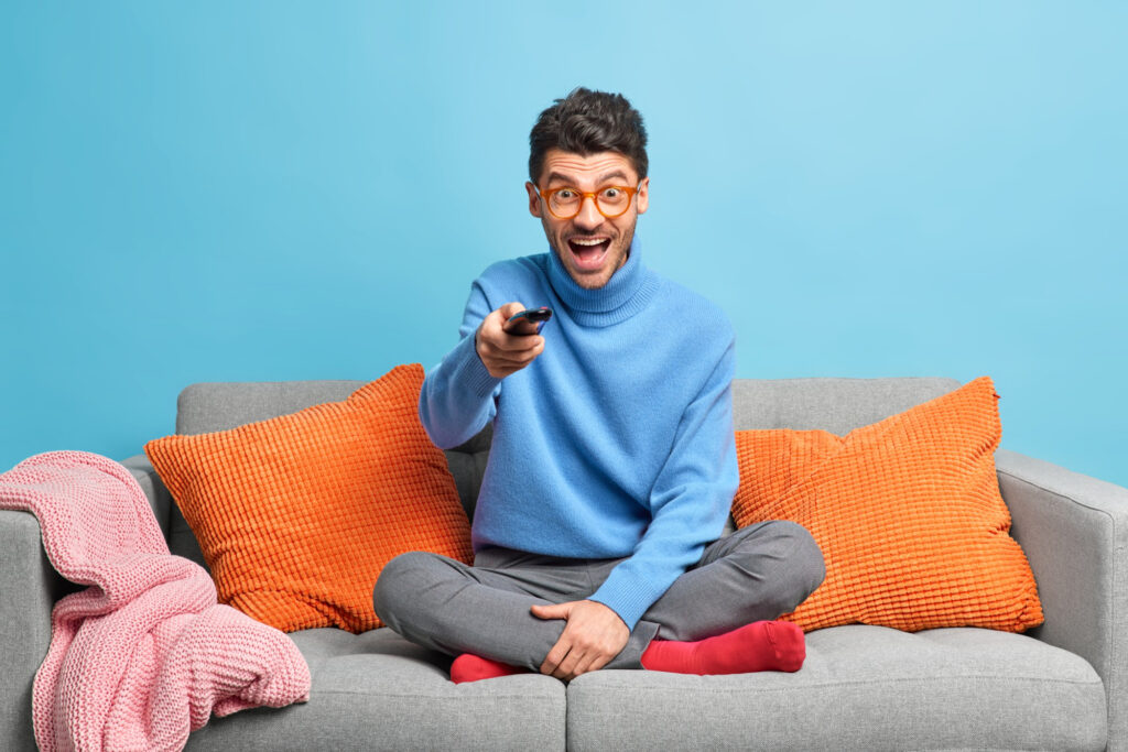 man watching tv